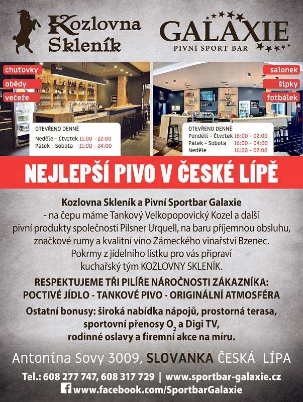 Kozlovna Skleník a Pivní sportbar Galaxie