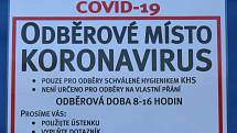 Odběrové místo pro odebírání vzorku na koronavirus u Masarykovy nemocnice v Ústí nad Labem