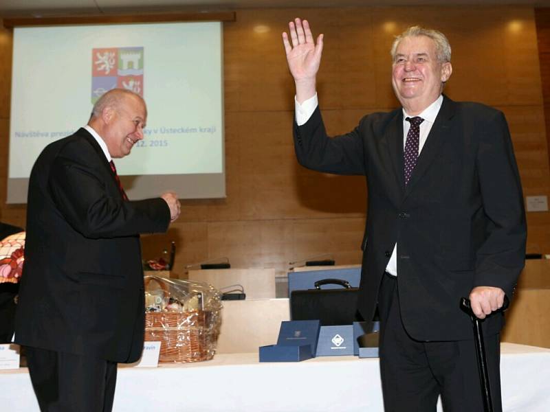 Prezident Miloš Zeman zdraví představitele kraje a vybraných měst.