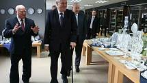 Prezident Miloš Zeman navštívil Český porcelán v Dubí. Únor 2015