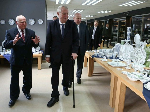 Prezident Miloš Zeman navštívil Český porcelán v Dubí. 