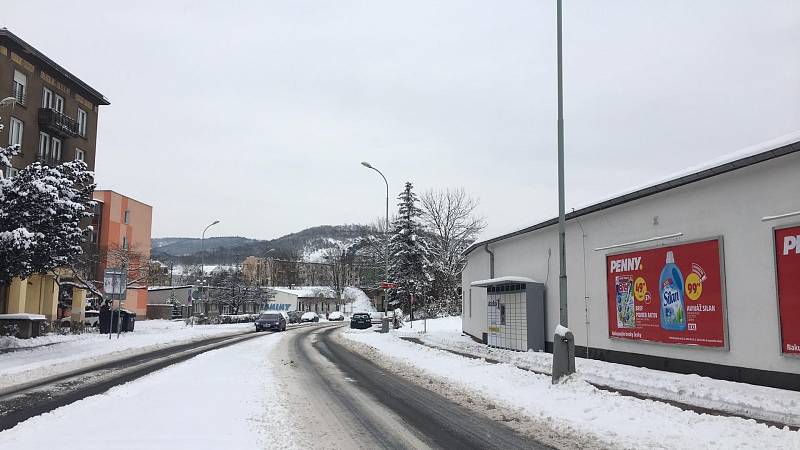 Sníh v Ústí nad Labem, pondělí 8. února