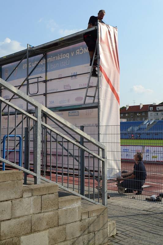 Přípravy na Mistrovství ČR v požárním sportu 2019 v Ústí nad Labem, pondělí 26. srpna