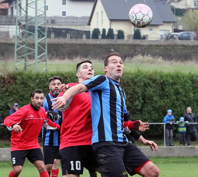 FK Chuderov (modročerní) - TJ Střekov (červenočerní) I.A třída 2019/2020 - dohrávka 1. kola 23.11. 2019 v Chuderově.