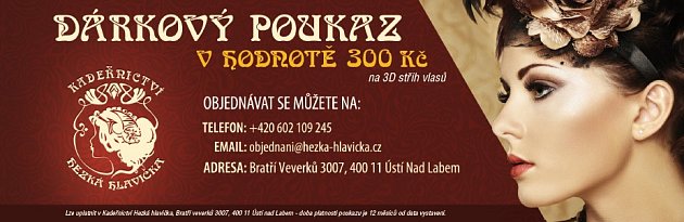 Výherce získá dárkový poukaz v hodnotě 300 korun od kadeřnictví Hezká hlavička.