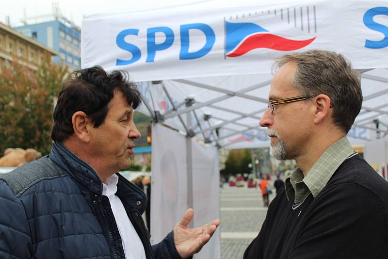 Mítink SPD s krajským lídrem Zdeňkem Kettnerem v Ústí nad Labem
