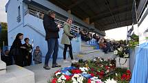 Smuteční rozloučení s fotbalistou Army Radimem Novákem na fotbalové stadionu v Ústí nad Labem.