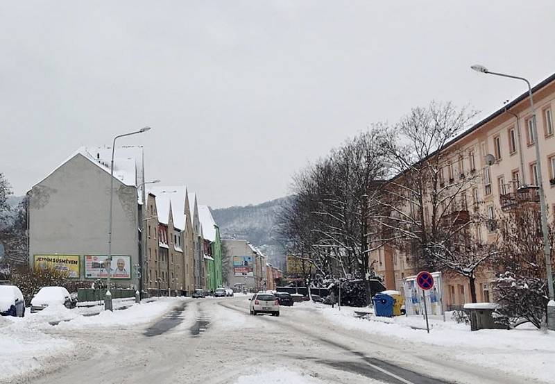 Sníh v Ústí nad Labem, pondělí 8. února