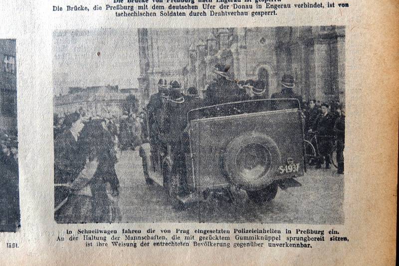Ústecký deník informuje 15. března 1939 o obsazení Prahy a Brna německými vojsky.