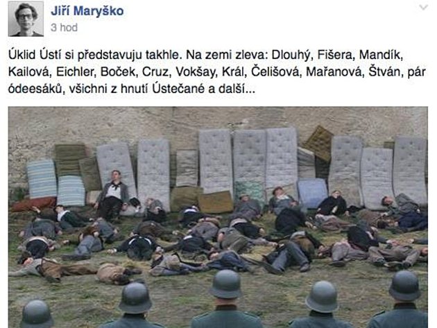 Snímek z filmu Lidice s komentářem Jiří Maryško smazal, ale po internetu stále koluje.
