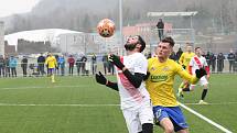 Fotbalisté prvoligového Zlína (žluté dresy) ve druhém přípravném zápase porazili slovenskou Sereď 2:1. Na snímku Ondřej Bačo.