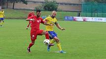 Fotbalisté Zlína (žluté dresy) ve 2. kole MOL Cupu zvítězili na hřišti divizního Startu Brno 3:0