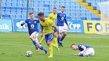 Fotbalisté Zlína (žluté dresy) ve 29. kole FORTUNA:LIGY prohráli s Mladou Boleslaví 1:2.