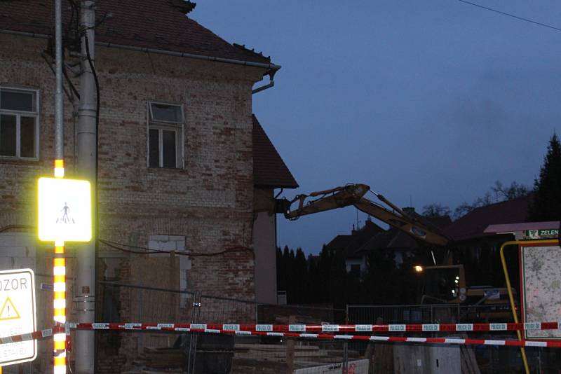 Havárie domu v rekonstrukci na Sokolské ulici ve Zlíně.