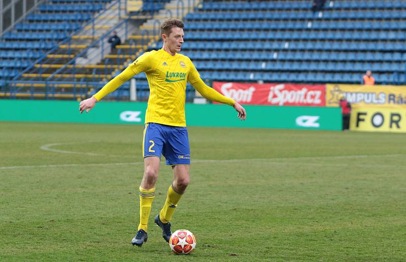 Fotbalisté Zlína (ve žlutých dresech) ve 22. kole FORTUNA:LIGY podlehli Českým Budějovicím 2:3.