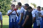 Fotbalisté Napajedel (v bílém) v sobotním 3. hraném kole krajského přeboru doma porazili Nedašov 2:0.