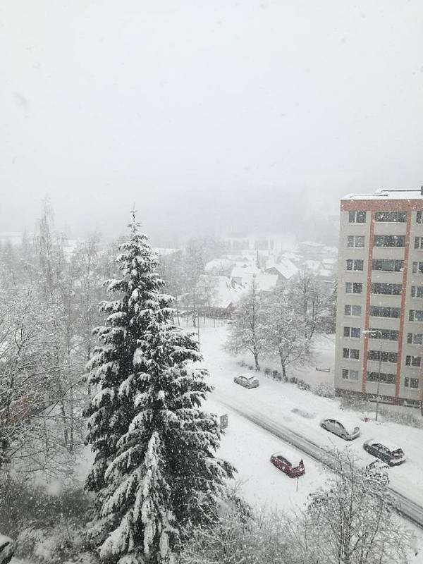 Sněžení ve Zlíně 28. 1. 2019