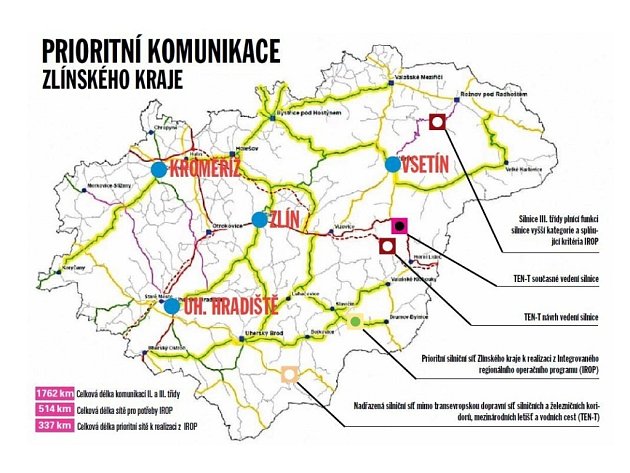 Krajský úřad chce do roku 2020 investovat do oprav cest. Označil ty, které upřednostní.