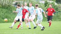 Fotbalisté Příluk (v červeném) v rámci I. B třídy skupiny A pokračují v jarní spanilé jízdě, v nedělním duelu 21. kola doma porazili 2:0 Poličnou.