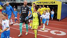 Fotbalisté Zlína (žluté dresy) v sobotním zápase 3. kola FORTUNA:LIGY vyzvali ostravský Baník.