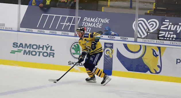 Hokejisté Zlína si poradili s Třebíčí 4:1. Na snímku Tomáš Pospíšil.