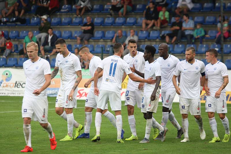 Fotbalisté Zlína (ve žlutých dresech) ve 3. kole FORTUNA:LIGY zdolali liberecký Slovan 2:1.