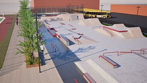 Vizualizace podoby skateparku Bartoška ve Zlíně po plánované modernizaci.