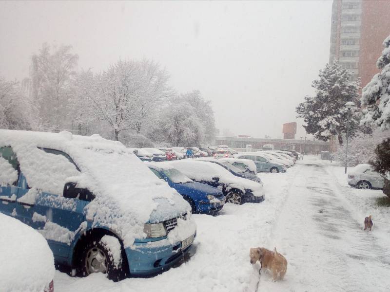 Sněžení ve Zlíně 28. 1. 2019