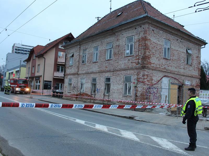 Havárie domu v rekonstrukci na Sokolské ulici ve Zlíně.