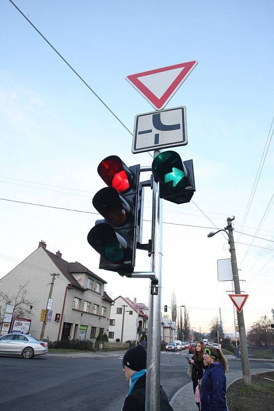 Nová světelná křižovatka na nábřeží v Prštném ve Zlíně.