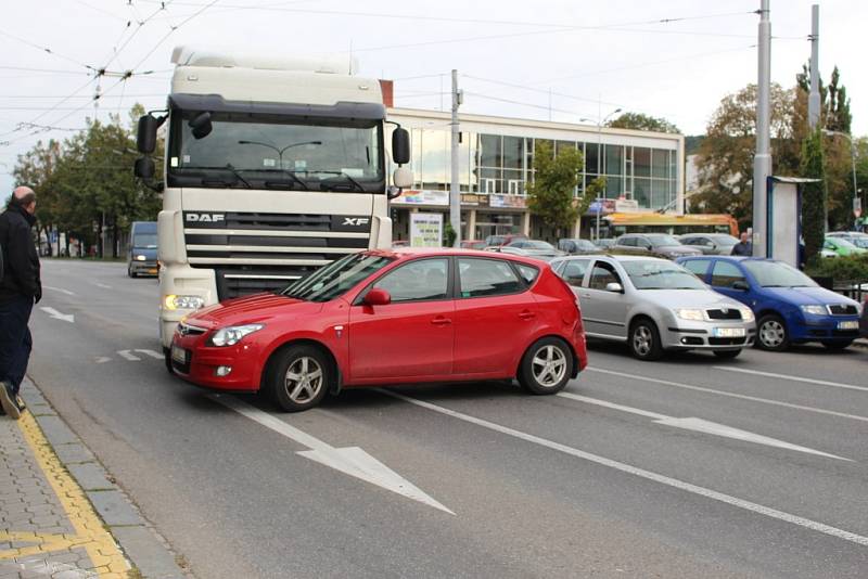 Dopravní nehoda v centru Zlína.