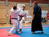 Ilustrační foto ze závodů v karate. Na snímku zápas kumite mezi Petrem Lysoňkem a Jindřichem Mašláňem (zleva) - oba Akademie karate Zlín