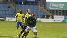 Fotbalisté Zlína (žluté dresy) v 14. kole FORTUNA:LIGY hráli s Jabloncem nerozhodně 0:0.