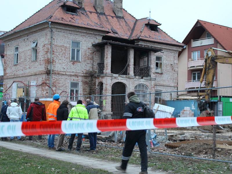 Havárie domu v rekonstrukci na Sokolské ulici ve Zlíně.