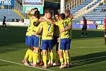 Fotbalisté Zlína (žluté dresy) zdolali ve 13. kole FORTUNA:LIGY České Budějovice 2:0.