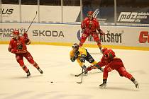 Hokejisté Zlína (žluté dresy) v 18. kole Chance ligy přivítali Prostějov.