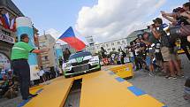 Barum Czech Rally Zlín 2017 start na náměstí Míru ve Zlíně