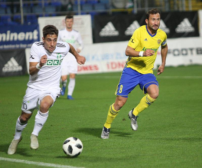 Fotbalisté Fastavu Zlín ve 14. kole FORTUNA LIGY v sobotu v podvečer porazili Karvinou. Na snímku Lingr.