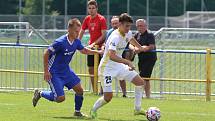 Fotbalisté Zlína (bílé dresy) v úvodním letním přípravném zápase přehráli třetiligový Uničov 5:1.