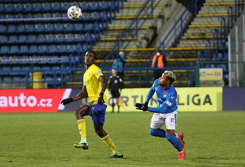 Fotbalisté Zlína (ve žlutých dresech) v 16. kole FORTUNA:LIGY remizovali s Baníkem Ostrava 1:1.