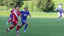 Fotbalisté Slavičína (v modrých dresech) ve středu v rámci 1. kola Mol Cupu vyzvali Frýdek Místek.