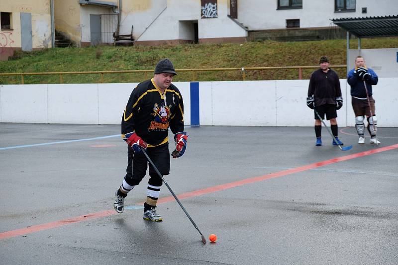 Silvestrovská hokejbalová exhibice v Malenovicích