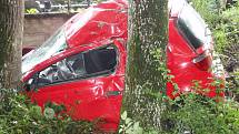 Havárie osobního auta zn. Toyota Yaris ve Valašských Kloboukách.