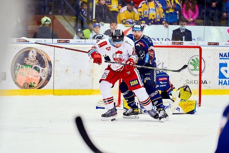 Hokejisté Zlína (modré dresy) ve 24. kole Tipsport extraligy vyzvali Olomouc.