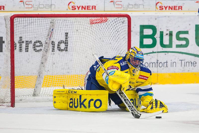 Utkání 42. kola Tipsport extraligy ledního hokeje se odehrálo 21. ledna v liberecké Home Credit areně. Utkaly se celky Bílí Tygři Liberec a Aukro Berani Zlín. Na snímku je brankář Tomáš Štůrala.