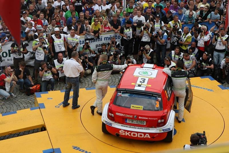 Barum Czech Rally Zlín 2014. Start na náměstí Míru ve Zlíně