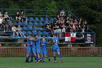 Fotbalisté Kvítkovic (modré dresy) ve 2. kole MSFL zdolali Uherský Brod 3:1.