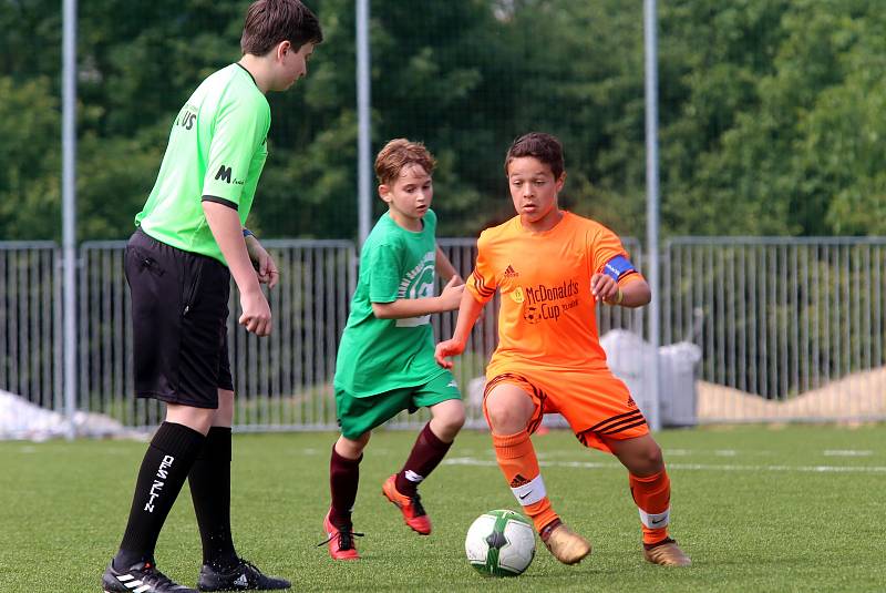 Fotbal McDonlads Cup. Krajské kolo Vršava Zlín. ZŠ Trávníky Otrokovice  (v zeleném) - ZŠ Sportovní Uherské Hradiště