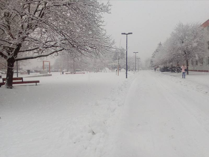 Sněžení ve Zlíně 28. 1. 2019