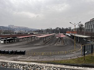 Autobusové nádraží ve Zlíně, únor 2024.
